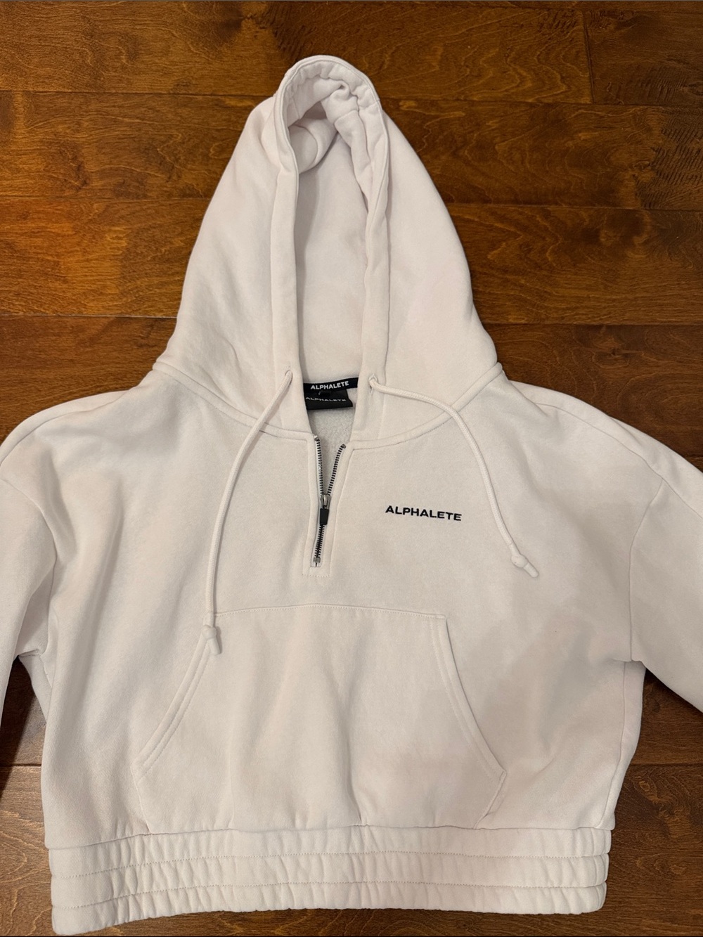 Alphalete White Half-Zip Cropped Hoodie